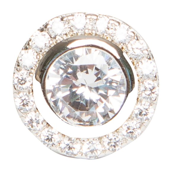 Genevive Jewelry Silver Pave Studs - Picture 5 of 5